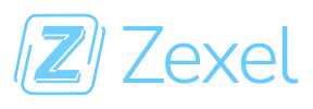 Imagotipo Zexel horizontal en color azure