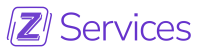 Imagotipo Zexel Services horizontal en color violet